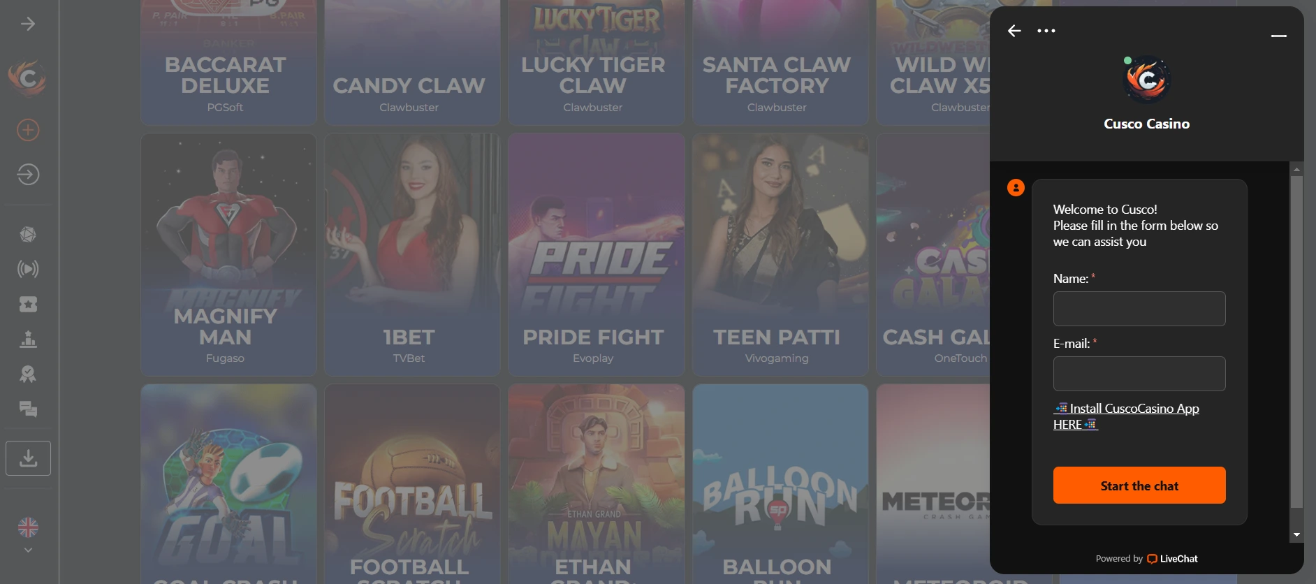 Cusco Casino live chat voor snelle hulp